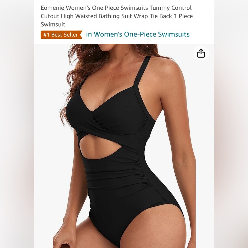 Tummy control tie back one piece swim suit best seller size Small new